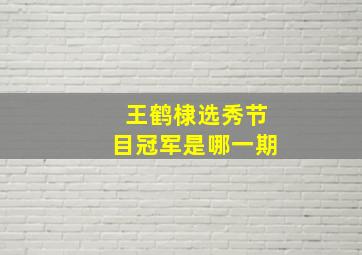 王鹤棣选秀节目冠军是哪一期