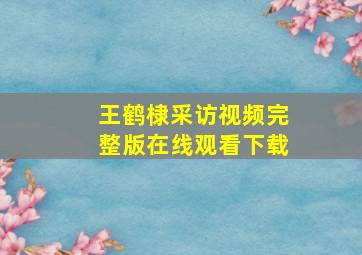 王鹤棣采访视频完整版在线观看下载