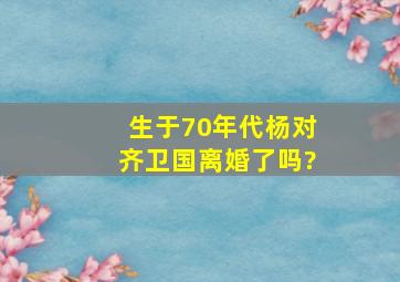 生于70年代杨对齐卫国离婚了吗?