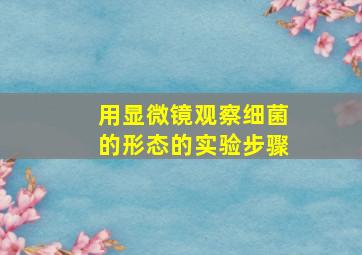 用显微镜观察细菌的形态的实验步骤