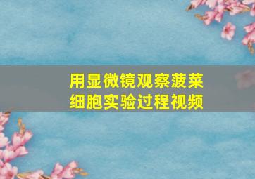 用显微镜观察菠菜细胞实验过程视频