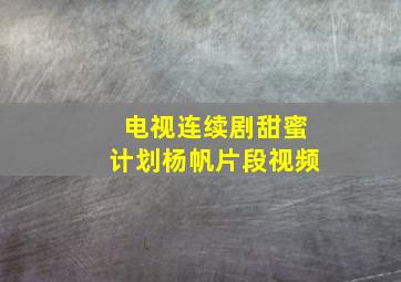 电视连续剧甜蜜计划杨帆片段视频