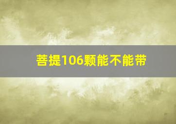 菩提106颗能不能带