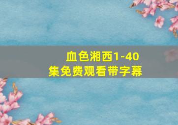 血色湘西1-40集免费观看带字幕