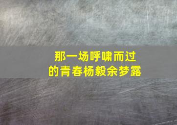 那一场呼啸而过的青春杨毅余梦露