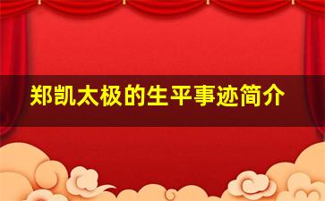 郑凯太极的生平事迹简介