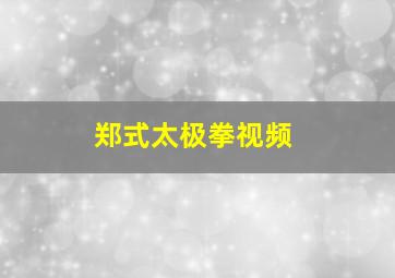 郑式太极拳视频