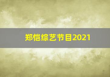 郑恺综艺节目2021