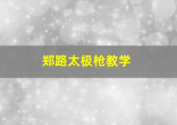 郑路太极枪教学