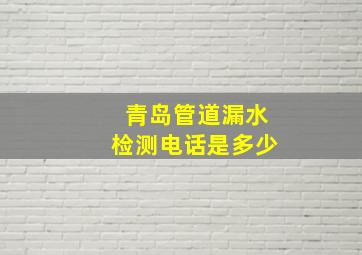 青岛管道漏水检测电话是多少