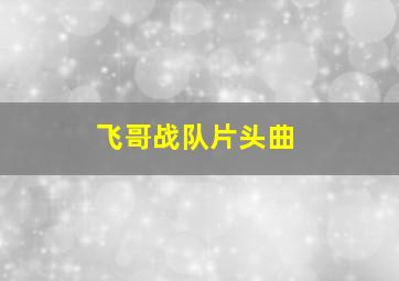 飞哥战队片头曲