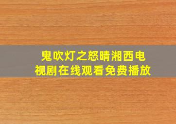 鬼吹灯之怒晴湘西电视剧在线观看免费播放