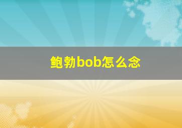 鲍勃bob怎么念